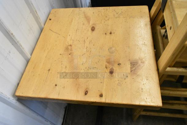 2 Wooden Dining Height Table on Black Metal Table Base. 2 Times Your Bid! - Image 3 of 5