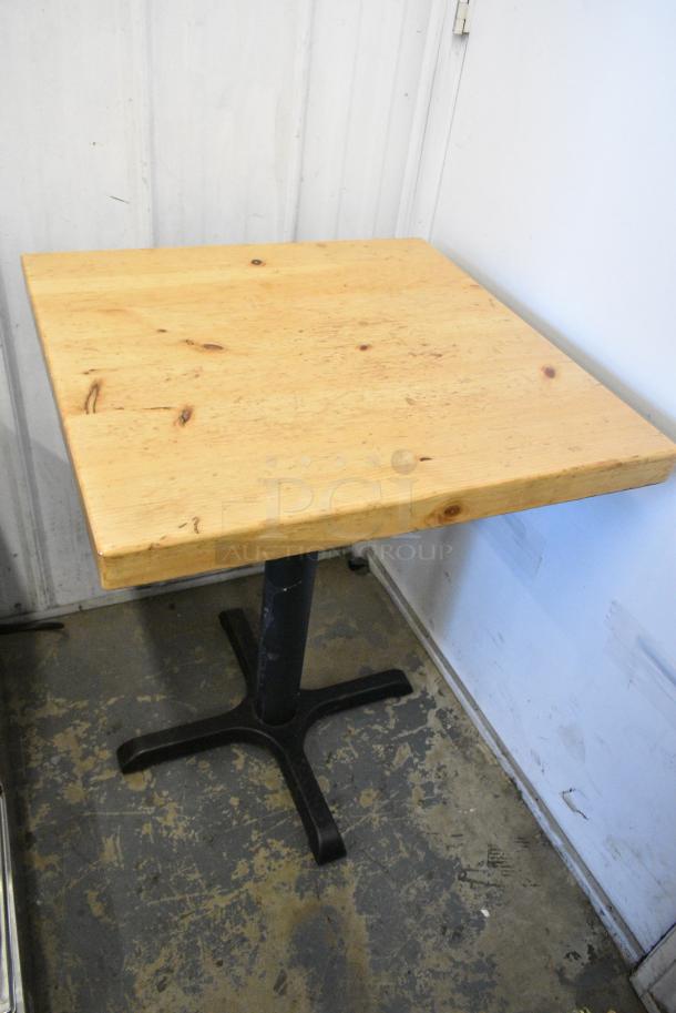 2 Wooden Dining Height Table on Black Metal Table Base. 2 Times Your Bid! - Image 4 of 5