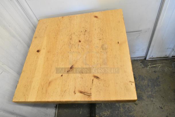 2 Wooden Dining Height Table on Black Metal Table Base. 2 Times Your Bid! - Image 5 of 5