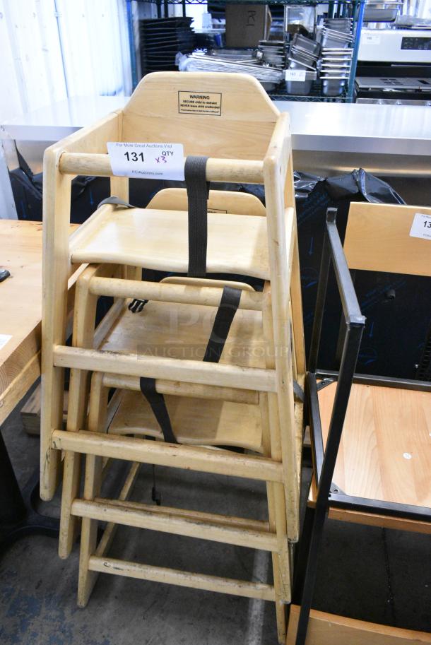 3 Winco Wooden High Chair. 3 Times Your Bid! - Image 1 of 4