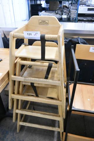 3 Winco Wooden High Chair. 3 Times Your Bid!