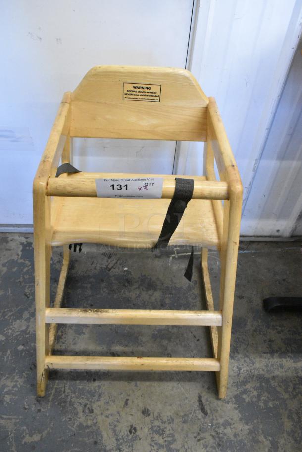 3 Winco Wooden High Chair. 3 Times Your Bid! - Image 2 of 4