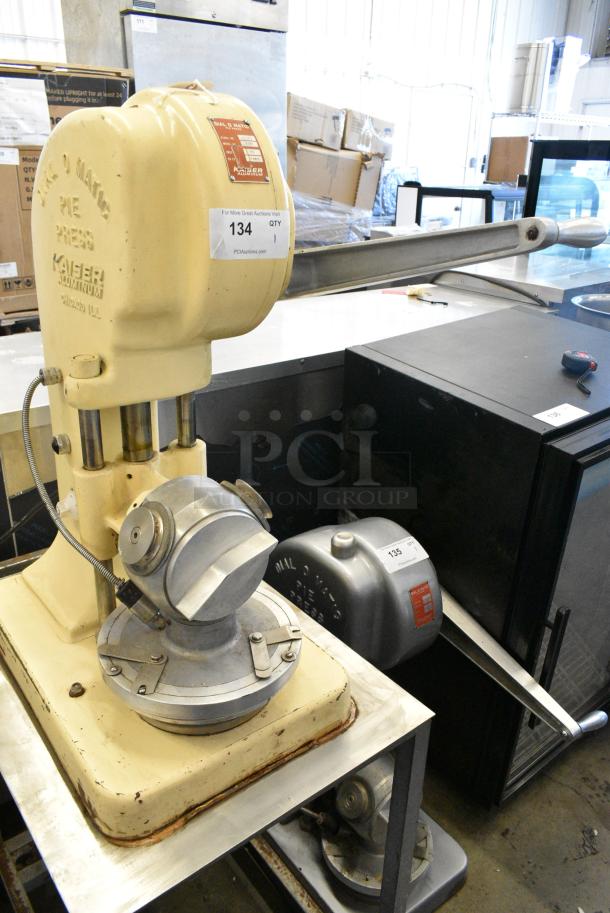 Kaiser D-301 Metal Commercial Countertop Pie Press on Metal Stand w/ Commercial Casters. 115 Volts, 1 Phase. Tested and Working! - Image 2 of 8
