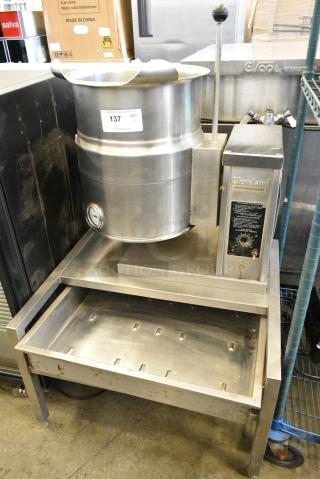 Cleveland KET-6T Stainless Steel Commercial Electric Powered 6 Quart Steam Kettle Tilting Kettle on Stand. 208 Volts, 3 Phase.