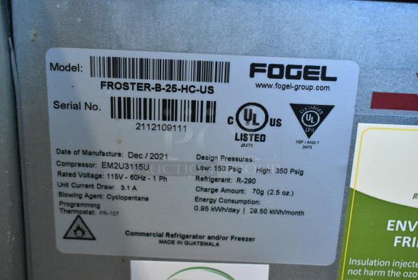 Fogel FROSTER-B-25-HC-US Stainless Steel Commercial Back Bar Bottle Cooler w/ Sliding Lid. 115 Volts, 1 Phase. Tested and Working! - Image 5 of 5