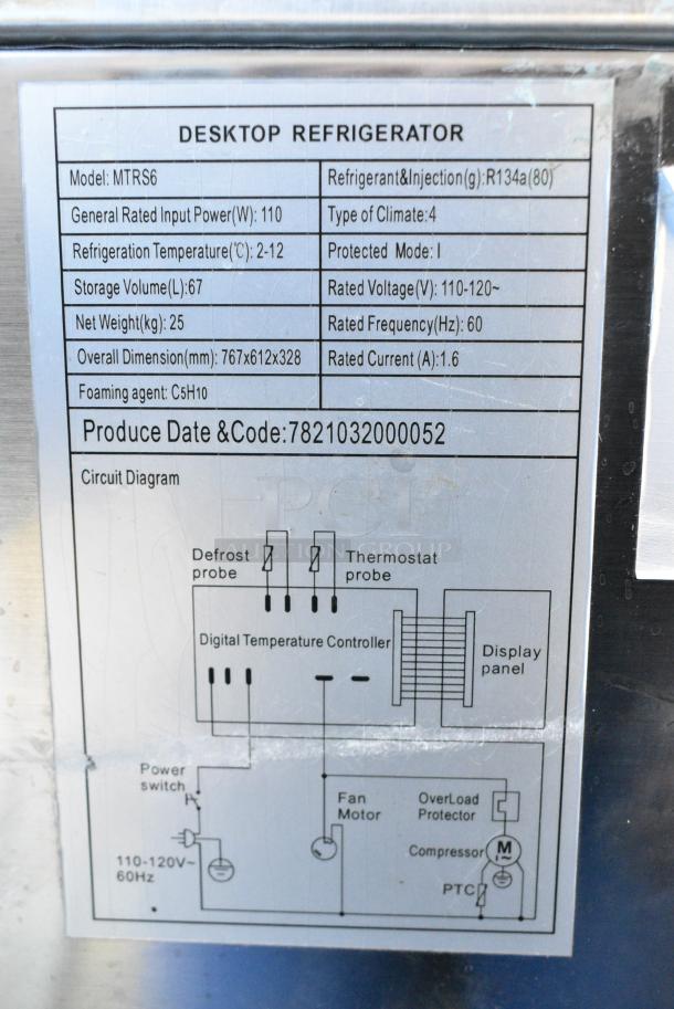 Marchia MTRS6 Stainless Steel Commercial Countertop Refrigerated Case. 110 Volts, 1 Phase. Tested and Working! - Image 9 of 9