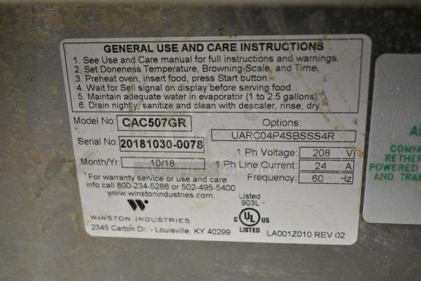 2018 Winston CVap CAC507GR Stainless Steel Commercial Undercounter Heated Holding Cabinet on Commercial Casters. 208 Volts, 1 Phase. - Image 6 of 6
