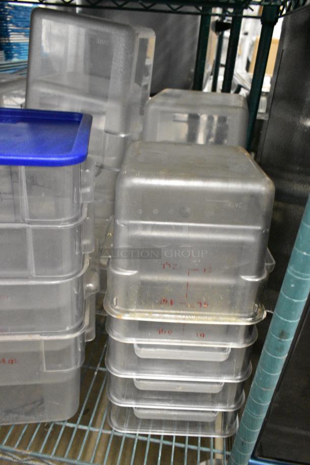 ALL ONE MONEY! Lot of 50 Various Clear Poly Bins, Blue Lid, Red Lids. - Image 2 of 5