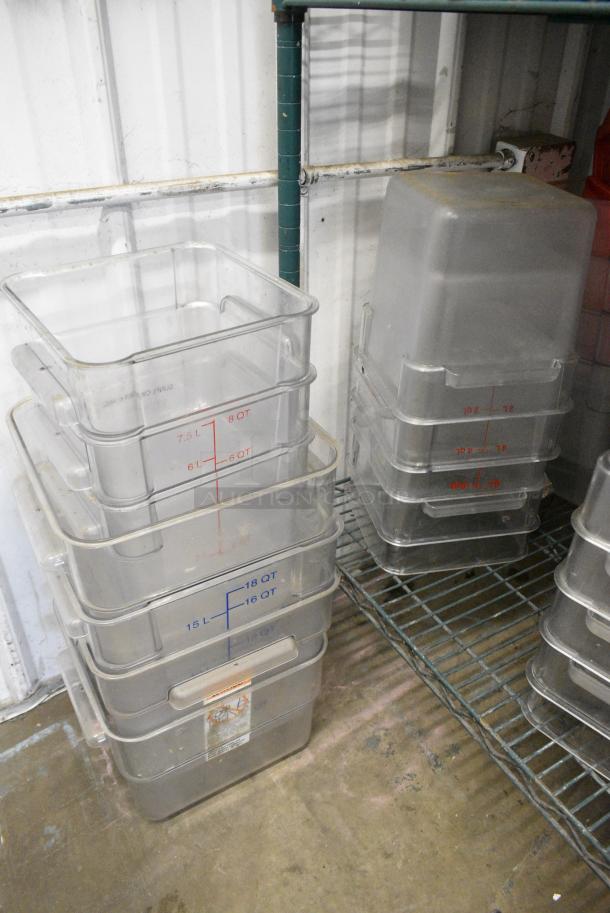 ALL ONE MONEY! Lot of 50 Various Clear Poly Bins, Blue Lid, Red Lids. - Image 4 of 5