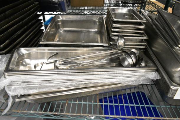 ALL ONE MONEY! Tier Lot of 65 Various Items Including Stainless Steel Drop In Bins, metal Bins and Utensils. - Image 3 of 4