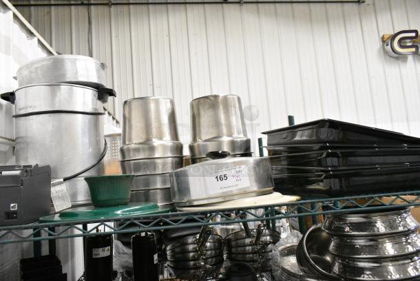 ALL ONE MONEY! Tier Lot of Various Items Including Percolating Urn, Stainless Steel Cylindrical Bins - Image 1 of 4