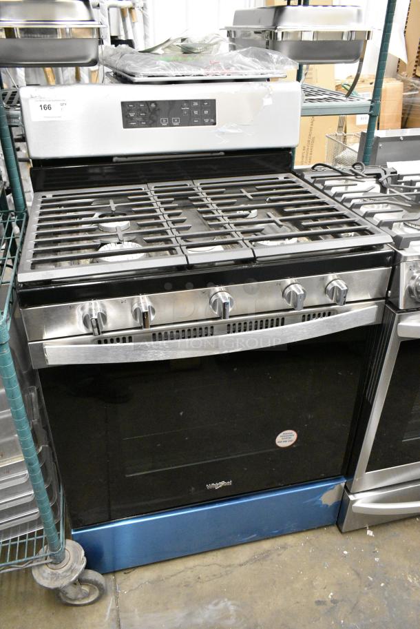 BRAND NEW SCRATCH AND DENT! Whirlpool Stainless Steel Commercial Natural Gas Powered 4 Burner Range w/ Convection Oven. - Image 1 of 6