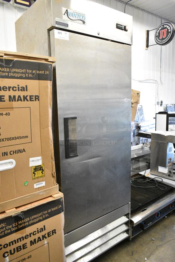 Avantco 178A19FHC Stainless Steel Commercial Single Door Reach In Freezer on Commercial Casters. 115 Volts, 1 Phase. Tested and Working! - Image 1 of 7