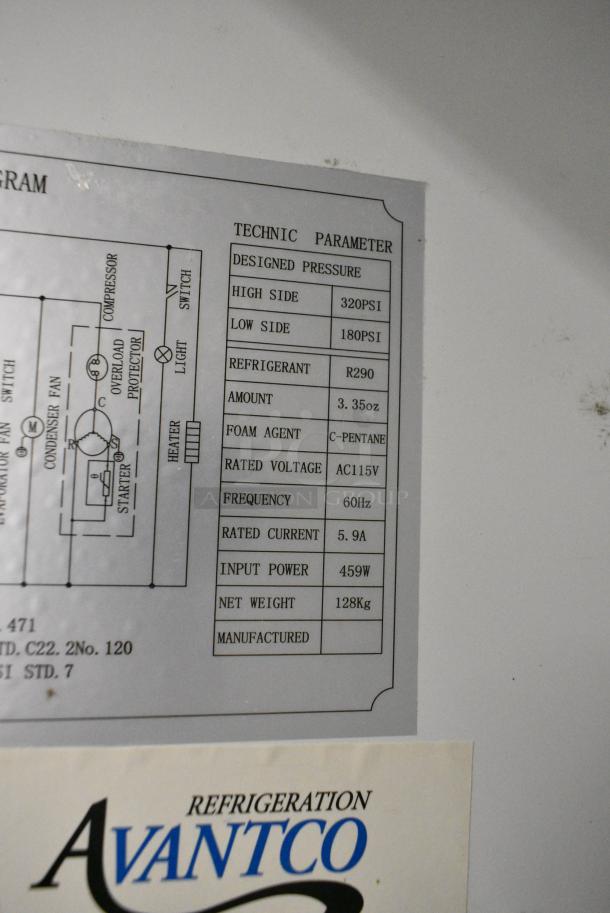 Avantco 178A19FHC Stainless Steel Commercial Single Door Reach In Freezer on Commercial Casters. 115 Volts, 1 Phase. Tested and Working! - Image 7 of 7