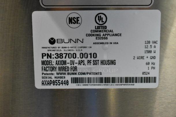 BRAND NEW SCRATCH AND DENT! 2024 Bunn AXIOM-DV-APS Stainless Steel Commercial Countertop Coffee Machine w/ Hot Water Dispenser and Poly Brew Basket. 120 Volts, 1 Phase. - Image 8 of 8
