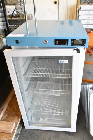 BRAND NEW SCRATCH AND DENT! EQ Temp ACR32G Stainless Steel Commercial Mini Cooler Merchandiser. See Door For Damage. 115 Volts, 1 Phase. Tested and Working!