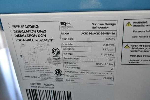 BRAND NEW SCRATCH AND DENT! EQ Temp ACR32G Stainless Steel Commercial Mini Cooler Merchandiser. See Door For Damage. 115 Volts, 1 Phase. Tested and Working! - Image 4 of 4