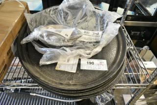 ALL ONE MONEY! Lot of Various BRAND NEW SCRATCH AND DENT! Items Including 176AUGR8OZO Choice 8 oz. Stainless Steel Oval Au Gratin Dish, 176STF1600BK Choice 16" Black Round Fiberglass Non-Skid Serving Tray, 2712500GR2BK Carlisle 2500GR2004 Black 24" x 19 1/2" Griptite 2 Oval Non Skid Fiberglass Serving Tray