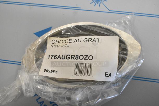 ALL ONE MONEY! Lot of Various BRAND NEW SCRATCH AND DENT! Items Including 176AUGR8OZO Choice 8 oz. Stainless Steel Oval Au Gratin Dish, 176STF1600BK Choice 16" Black Round Fiberglass Non-Skid Serving Tray, 2712500GR2BK Carlisle 2500GR2004 Black 24" x 19 1/2" Griptite 2 Oval Non Skid Fiberglass Serving Tray - Image 2 of 5