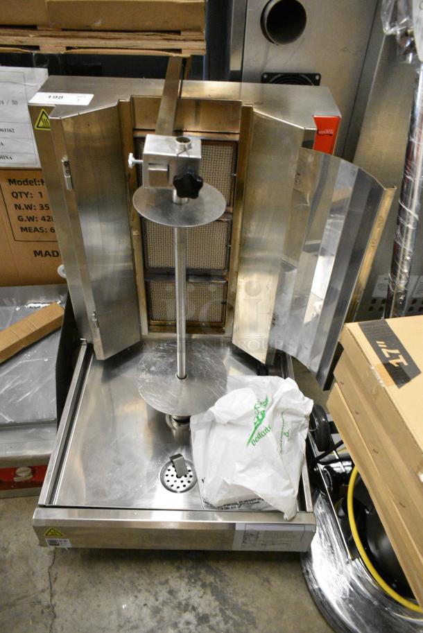 BRAND NEW SCRATCH AND DENT! Avantco 177VB203 Stainless Steel Commercial Countertop Natural Gas Powered Vertical Broiler. 28,500 BTU. - Image 1 of 10