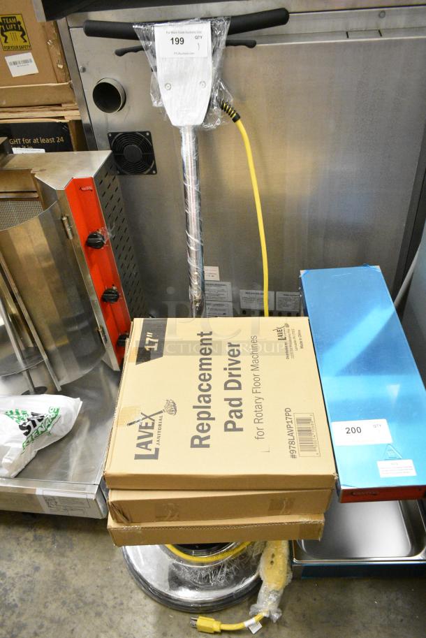 BRAND NEW SCRATCH AND DENT! Lavex 978LAVP17A 17" Single Speed Rotary Floor Machine w/ Lavex 978LAVP17PD Pad Driver for 17" Rotary Floor Machines. 110-120 Volts, 1 Phase. Tested and Working! - Image 2 of 7