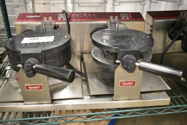 BRAND NEW SCRATCH AND DENT! 2023 Estella 348WBMX1A Stainless Steel Commercial Countertop Double Waffle Maker. 120 Volts, 1 Phase. Tested and Working! - Image 1 of 6