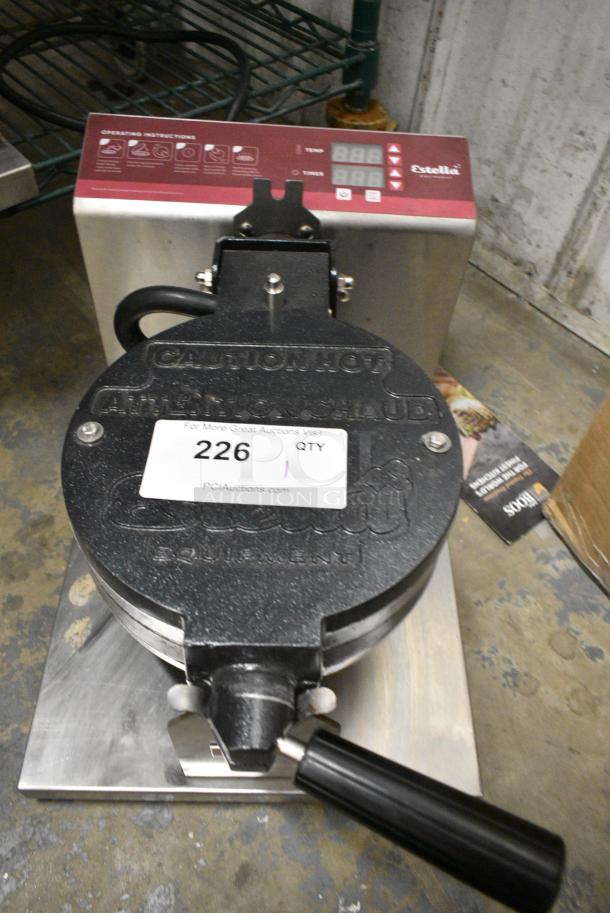 BRAND NEW SCRATCH AND DENT! 2023 Estella 348WBMX1A Stainless Steel Commercial Countertop Waffle Maker. 120 Volts, 1 Phase. Tested and Working! - Image 4 of 5