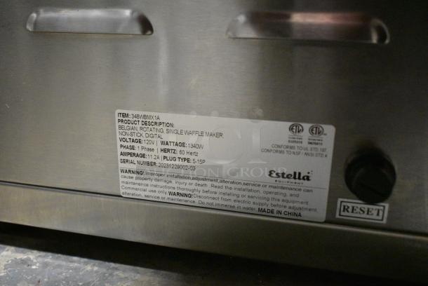 BRAND NEW SCRATCH AND DENT! 2023 Estella 348WBMX1A Stainless Steel Commercial Countertop Waffle Maker. 120 Volts, 1 Phase. Tested and Working! - Image 5 of 5