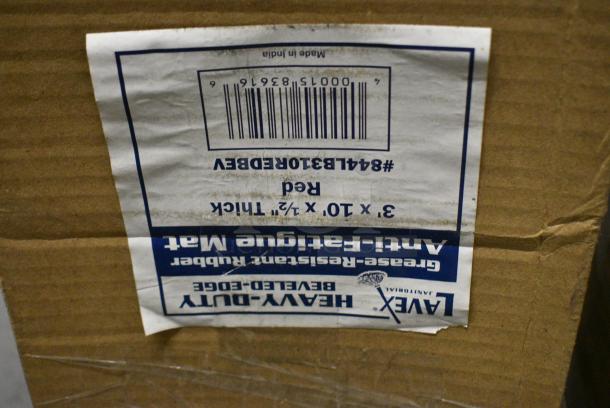 2 BRAND NEW SCRATCH AND DENT! Lavex 844LB310REDBEV 3' x 10' Heavy-Duty Red Rubber Grease-Resistant Anti-Fatigue Floor Mat with Beveled Edge - 1/2" Thick. 2 Times Your Bid! - Image 4 of 4