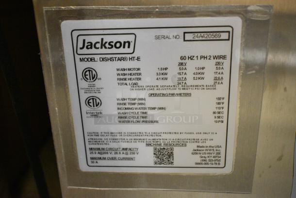 BRAND NEW SCRATCH AND DENT! 2024 Jackson Dishstar HT-E Energy Efficient High Temp Undercounter Dishwasher. 208/230 Volts, 1 Phase - Image 6 of 6
