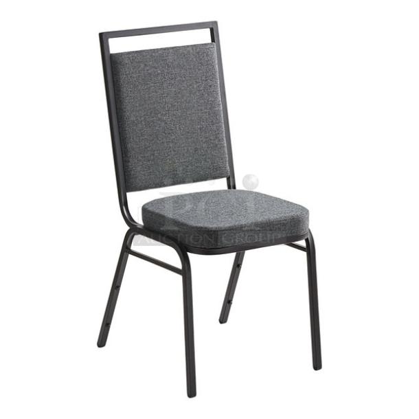 20 BRAND NEW SCRATCH AND DENT! Lancaster Table & Seating 164BNQSQGRYF Square Back Banquet Chair with Gray Fabric and Black Frame. 20 Times Your Bid! - Image 1 of 5