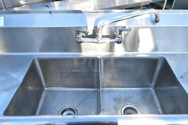 Stainless Steel 2 Bay Sink w/ Dual Drain Boards, Faucet and Handles. - Image 2 of 3