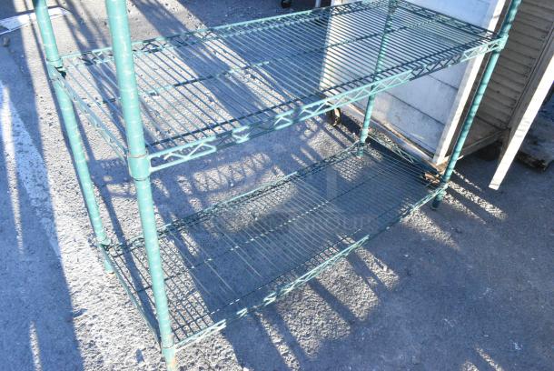 Green Finish 4 Tier Wire Shelving Unit. BUYER MUST DISMANTLE. PCI CANNOT DISMANTLE FOR SHIPPING. PLEASE CONSIDER FREIGHT CHARGES. - Image 2 of 3