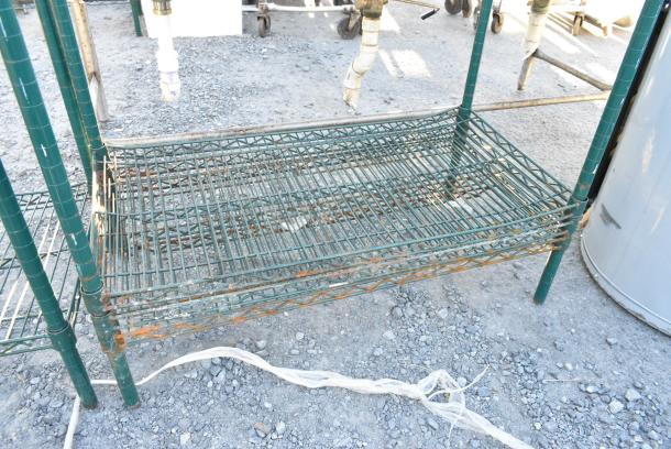 Green Finish 4 Tier Wire Shelving Unit. BUYER MUST DISMANTLE. PCI CANNOT DISMANTLE FOR SHIPPING. PLEASE CONSIDER FREIGHT CHARGES. - Image 2 of 3