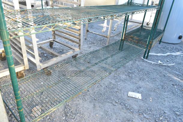 Green Finish 4 Tier Wire Shelving Unit. BUYER MUST DISMANTLE. PCI CANNOT DISMANTLE FOR SHIPPING. PLEASE CONSIDER FREIGHT CHARGES. - Image 3 of 3