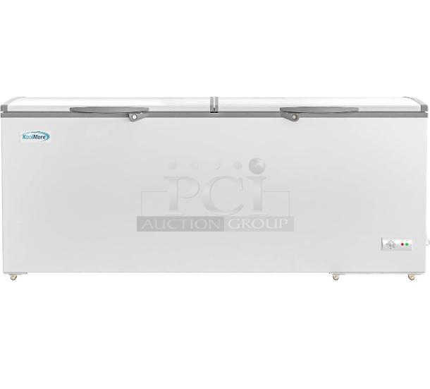 BRAND NEW SCRATCH AND DENT! KoolMore SCF-24C Metal Chest Freezer w/ 2 Hinge Lids. 115 Volts, 1 Phase. Tested and Working! - Image 1 of 6