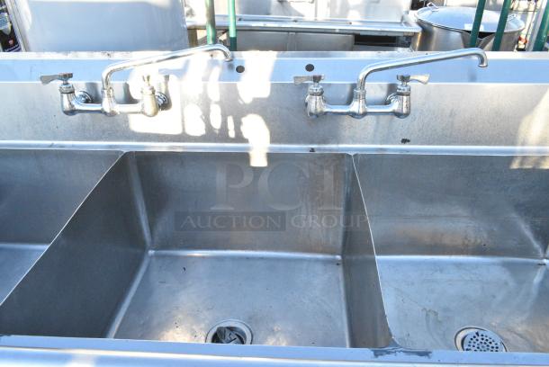 Stainless Steel 3 Bay Sink w/ Dual Drain Boards, 2 Faucets and 2 Handle Sets. Bays 24x24x14. Drain Boards 22x26 - Image 5 of 5