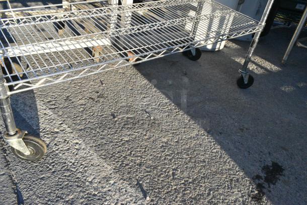 Chrome Finish 5 Tier Wire Shelving Unit on Commercial Casters. BUYER MUST DISMANTLE. PCI CANNOT DISMANTLE FOR SHIPPING. PLEASE CONSIDER FREIGHT CHARGES. - Image 2 of 4