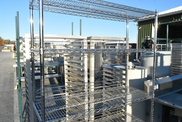 Chrome Finish 5 Tier Wire Shelving Unit on Commercial Casters. BUYER MUST DISMANTLE. PCI CANNOT DISMANTLE FOR SHIPPING. PLEASE CONSIDER FREIGHT CHARGES. - Image 4 of 4