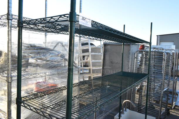 Green Finish 3 Tier Wire Shelving Unit. BUYER MUST DISMANTLE. PCI CANNOT DISMANTLE FOR SHIPPING. PLEASE CONSIDER FREIGHT CHARGES. - Image 2 of 3