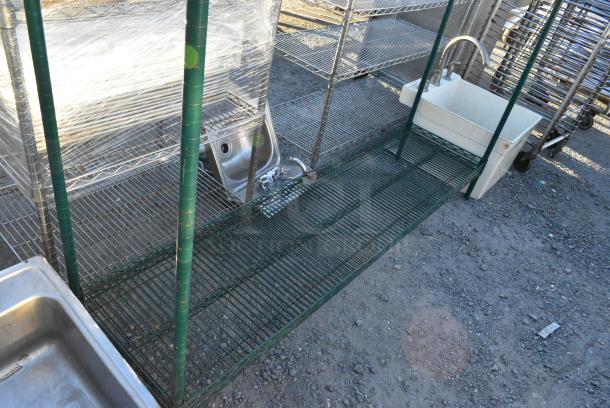 Green Finish 3 Tier Wire Shelving Unit. BUYER MUST DISMANTLE. PCI CANNOT DISMANTLE FOR SHIPPING. PLEASE CONSIDER FREIGHT CHARGES. - Image 3 of 3