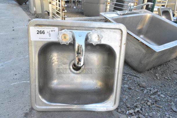 Stainless Steel Single Bay Drop In Sink w/ Faucet and Handles. - Image 1 of 2