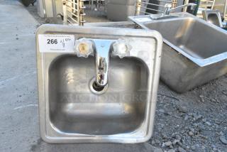 Stainless Steel Single Bay Drop In Sink w/ Faucet and Handles.