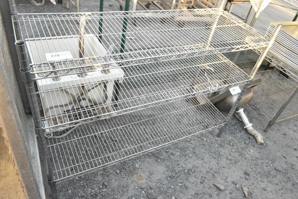 Chrome Finish 3 Tier Wire Shelving Unit. BUYER MUST DISMANTLE. PCI CANNOT DISMANTLE FOR SHIPPING. PLEASE CONSIDER FREIGHT CHARGES. - Image 1 of 3