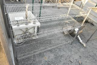 Chrome Finish 3 Tier Wire Shelving Unit. BUYER MUST DISMANTLE. PCI CANNOT DISMANTLE FOR SHIPPING. PLEASE CONSIDER FREIGHT CHARGES.