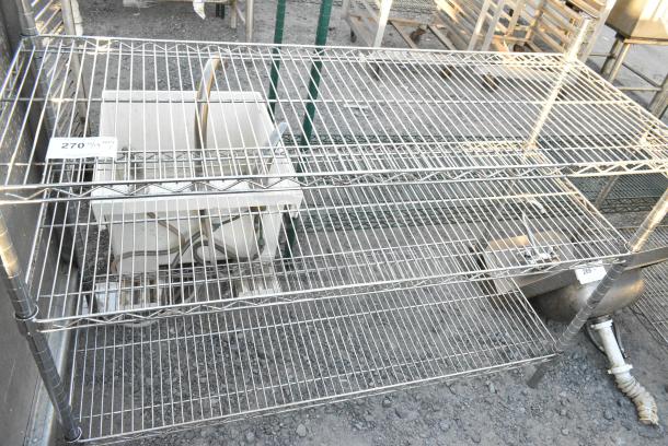 Chrome Finish 3 Tier Wire Shelving Unit. BUYER MUST DISMANTLE. PCI CANNOT DISMANTLE FOR SHIPPING. PLEASE CONSIDER FREIGHT CHARGES. - Image 3 of 3