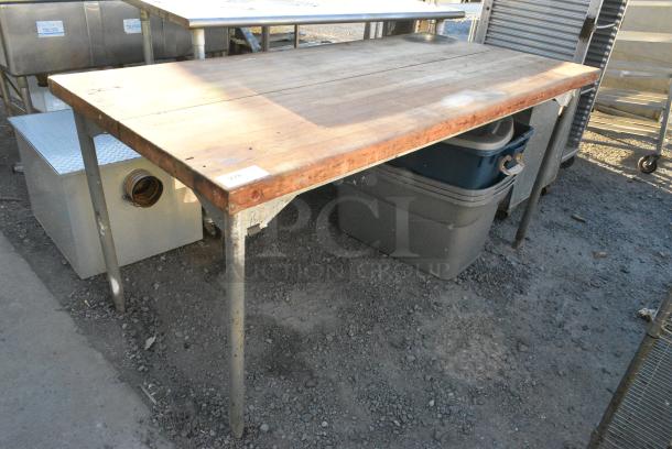 Butcher Block Table on Metal Legs. - Image 1 of 2