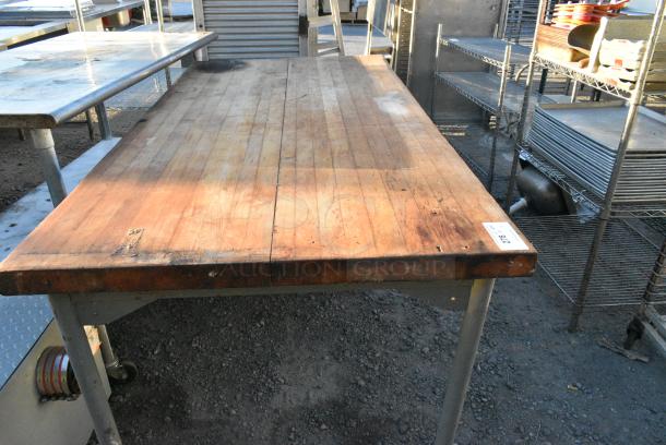 Butcher Block Table on Metal Legs. - Image 2 of 2