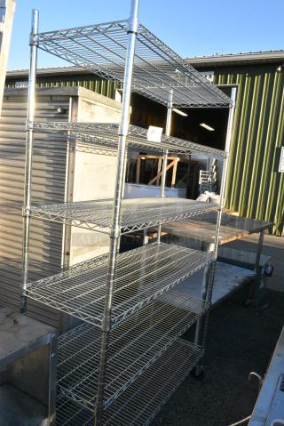 Chrome Finish 6 Tier Wire Shelving Unit on Commercial Casters. BUYER MUST DISMANTLE. PCI CANNOT DISMANTLE FOR SHIPPING. PLEASE CONSIDER FREIGHT CHARGES.