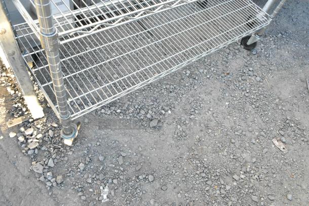 Chrome Finish 6 Tier Wire Shelving Unit on Commercial Casters. BUYER MUST DISMANTLE. PCI CANNOT DISMANTLE FOR SHIPPING. PLEASE CONSIDER FREIGHT CHARGES. - Image 2 of 4